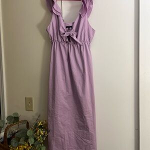 Anthropologie DREW Lilac Ruffle-Shoulder Midi Dress